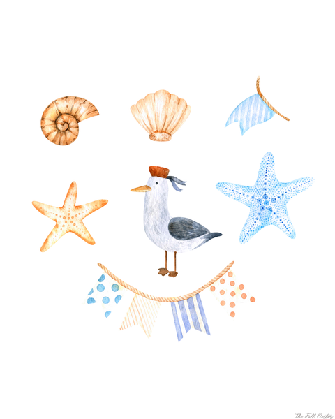 Seagull and Shells Nautical Printable