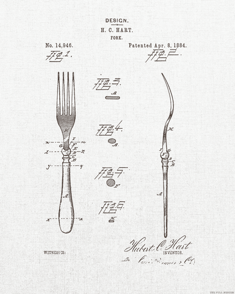 Set of Three Silverware Patent Drawings