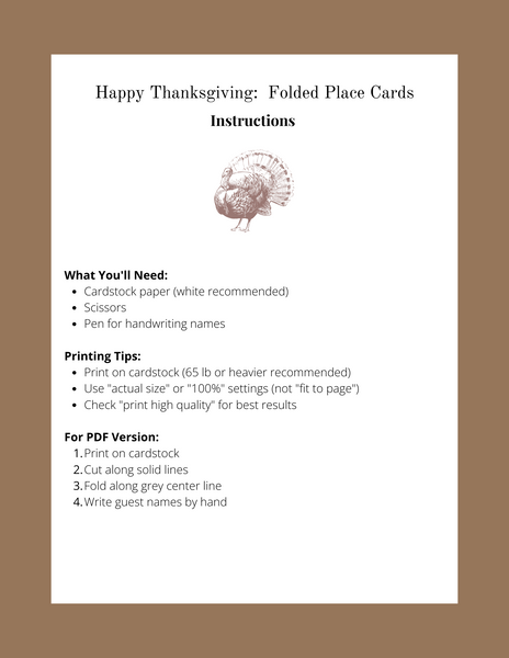 Thanksgiving Placecards Set of 4