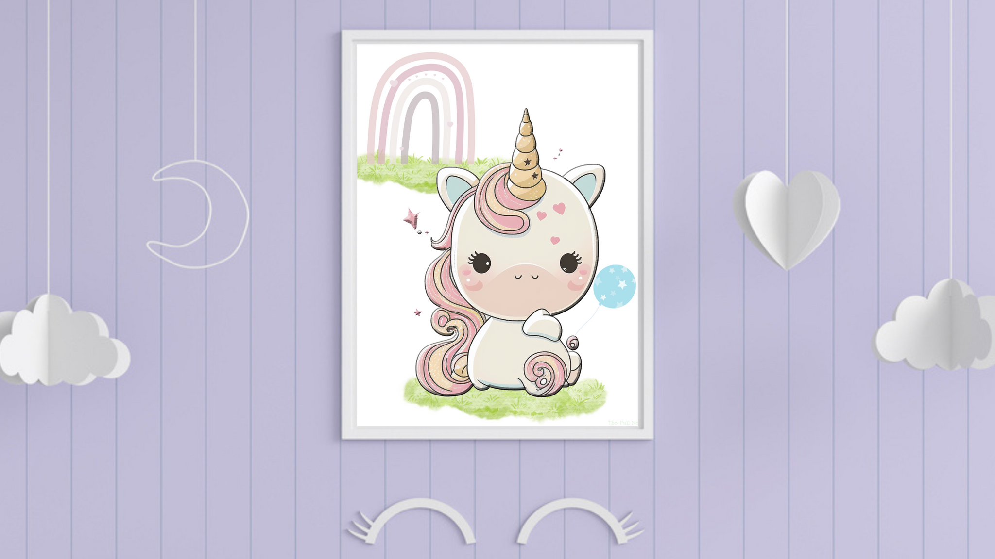 Baby Unicorn with a Balloon printable