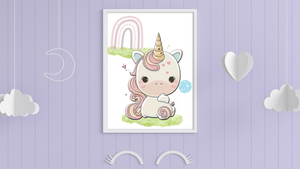 Baby Unicorn with a Balloon printable