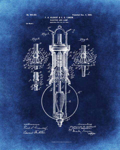 1900 Electric Arc Lamp Patent Drawing