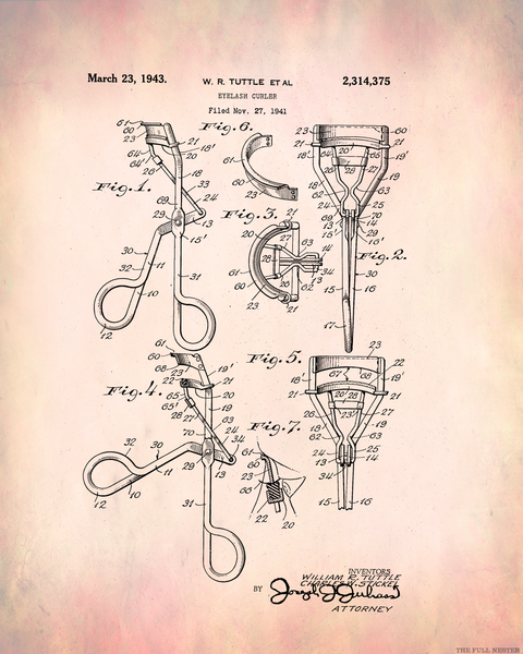 1943 Eyelash Curler Patent Drawing