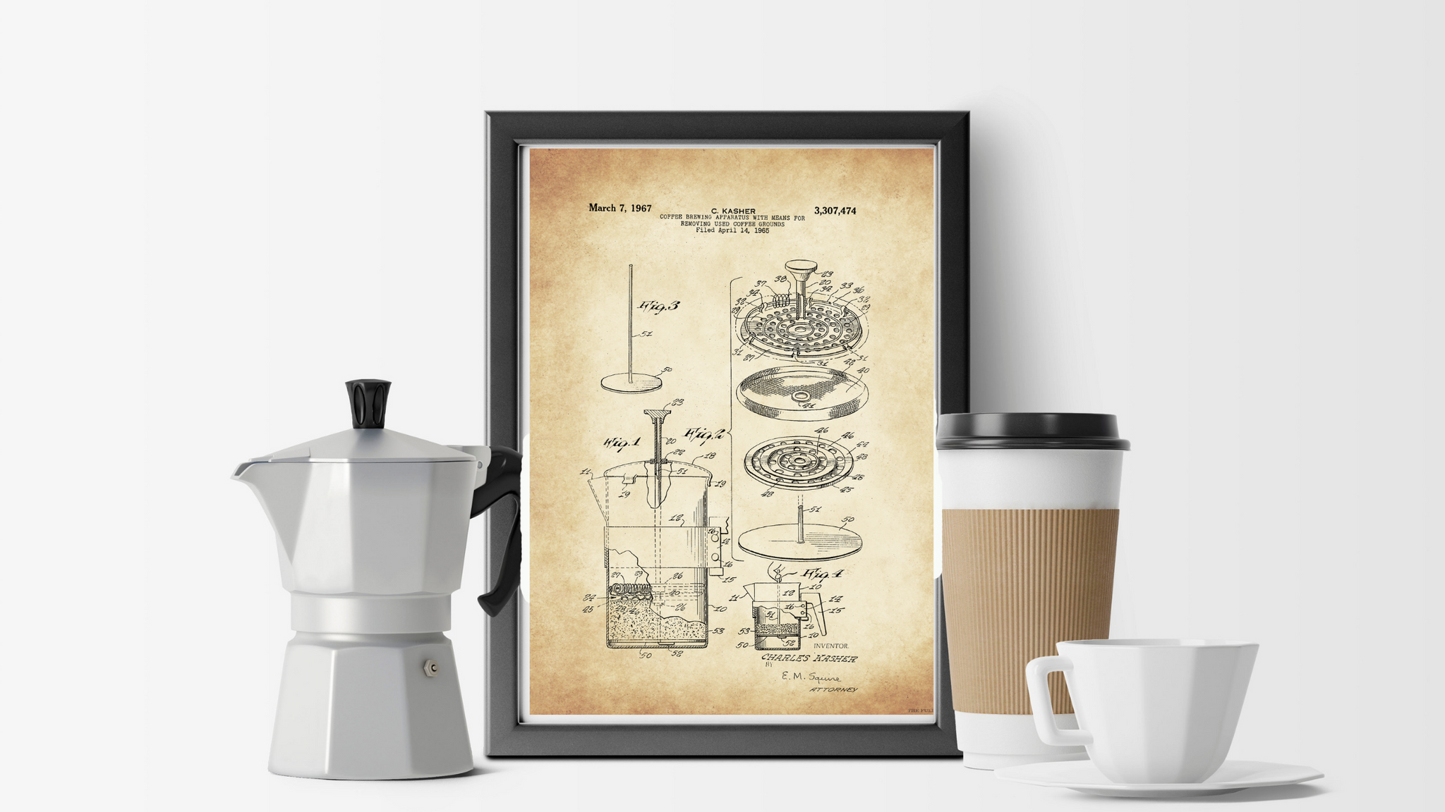 1967 Coffee Press Patent Drawing