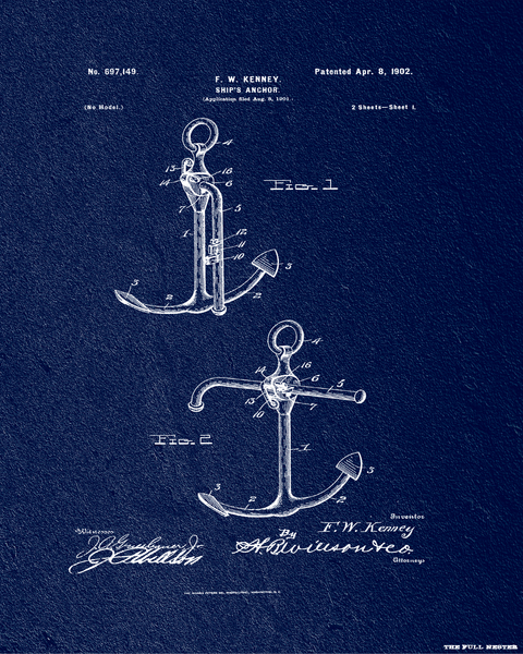 1902 Ship's Anchor Patent Drawing