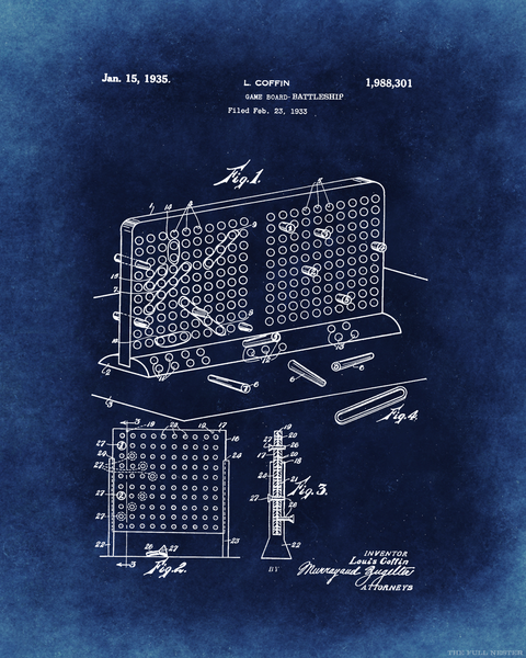 1935 Battleship Game Patent Drawing
