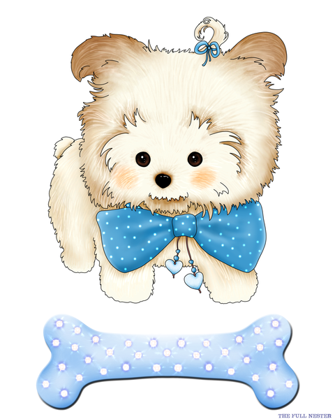 Blue Bow Tie Puppy Nursery Printable