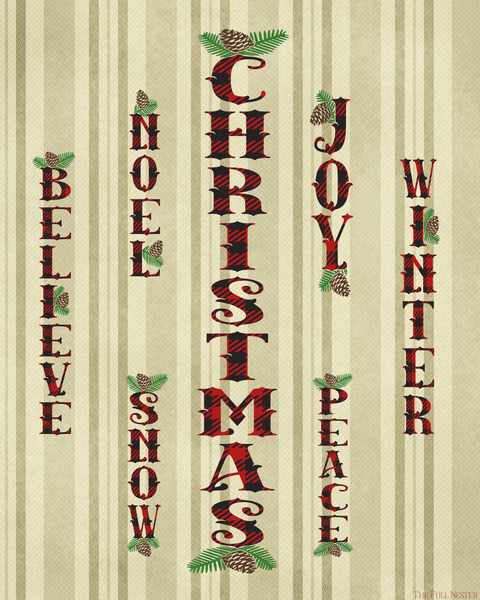 Buffalo Plaid Christmas Words printable