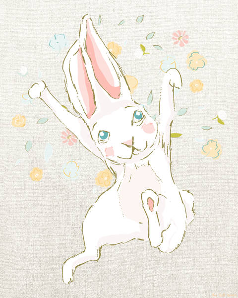 Bunny With Flowers Nursery Printable