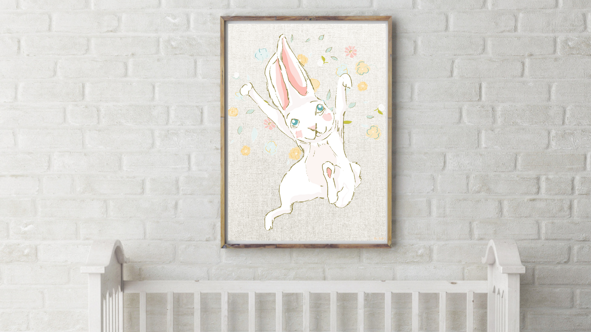 Bunny With Flowers Nursery Printable