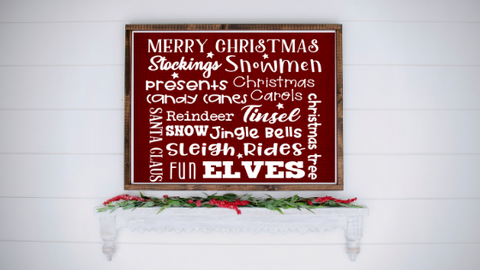 Christmas Words Red Collage printable