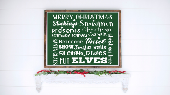 Christmas Words Green Collage printable