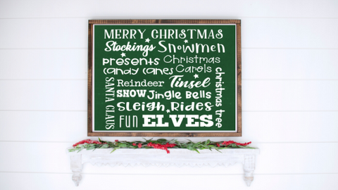 Christmas Words Green Collage printable
