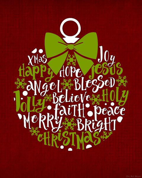 Christmas Words Ornament printable