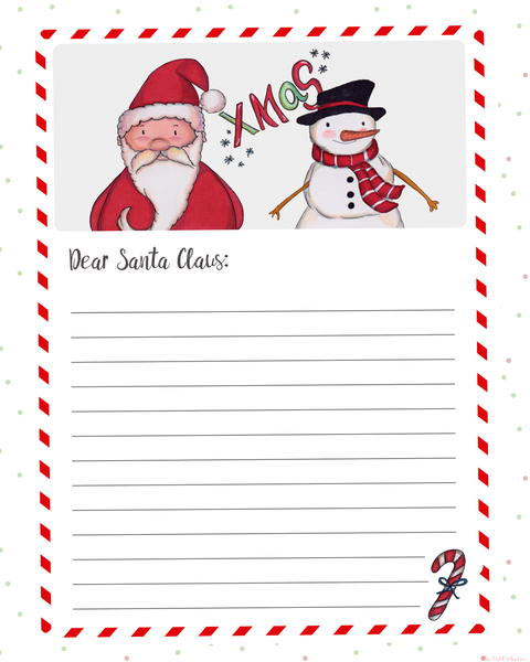 Dear Santa Christmas Letter printable