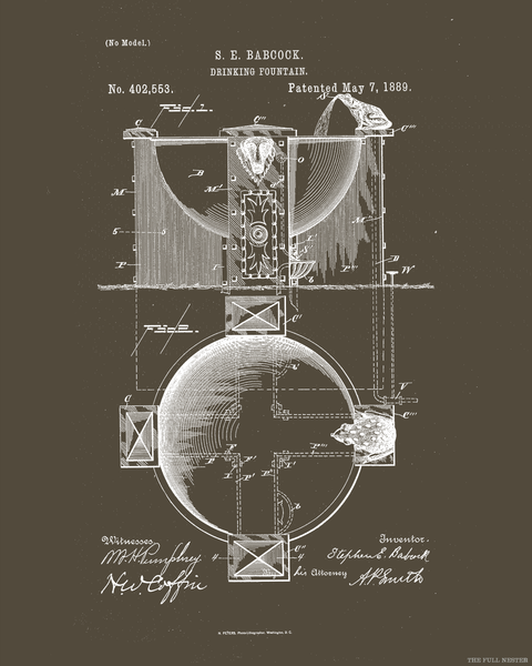1889 Drinking Fountain Patent Drawing
