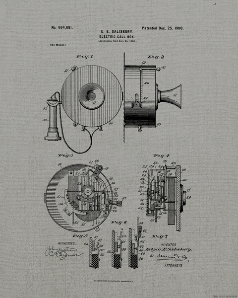 1900 Electric Call Box Patent Drawing