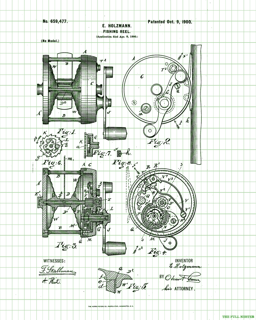 1906 fly fishing reel patent amazon 1900 Fishing Reel Patent Drawing – The Full Nester Printables