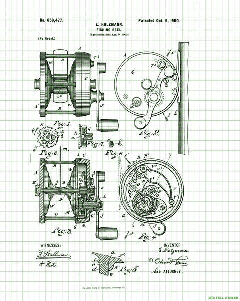 1900 Fishing Reel Patent Drawing