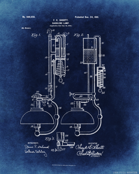 1901 Gas Lamp Patent Drawing