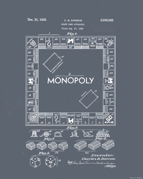 1935 Monopoly Board Game Patent Drawing