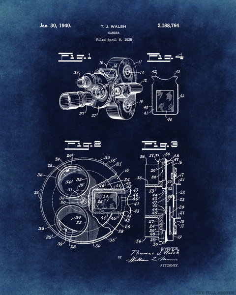 1940 Movie Camera Patent Drawing