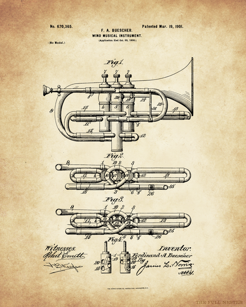 1901 Musical Instrument Patent Drawing