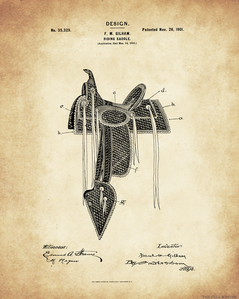 1901 Riding Saddle Patent Drawing
