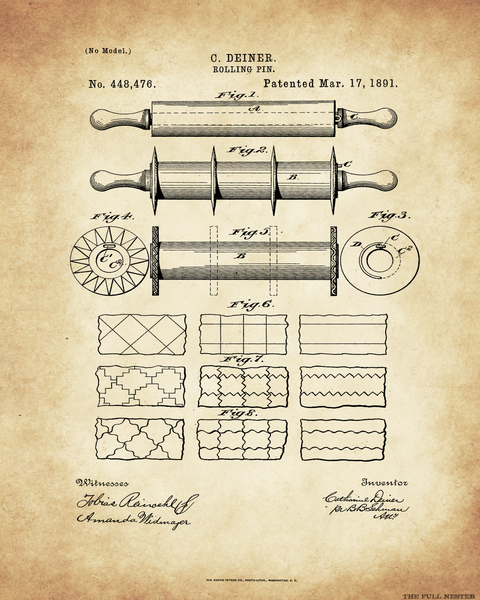 1891 Rolling Pin Patent Drawing