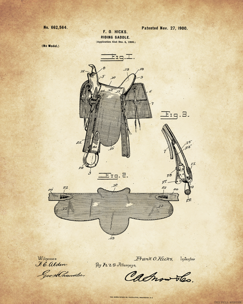 1900 Riding Saddle Patent Drawing