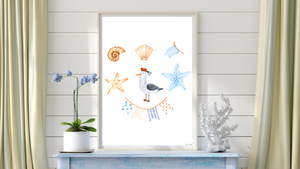 Seagull and Shells Nautical Printable
