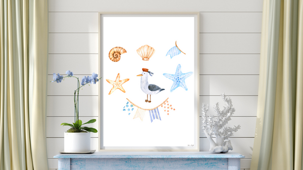 Seagull and Shells Nautical Printable