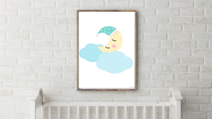 Sleeping Crescent Moon Nursery Printable