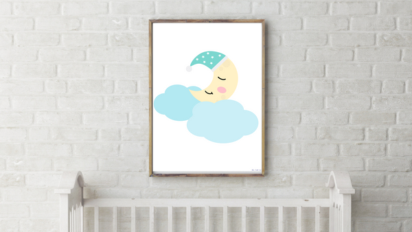 Sleeping Crescent Moon Nursery Printable