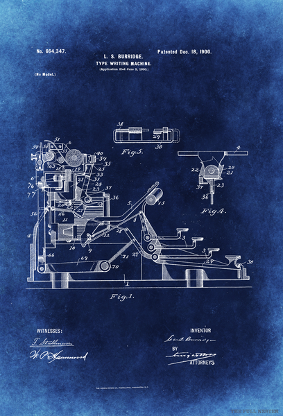 1900 Typewriter Patent Drawing