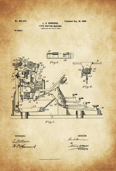 1900 Typewriter Patent Drawing