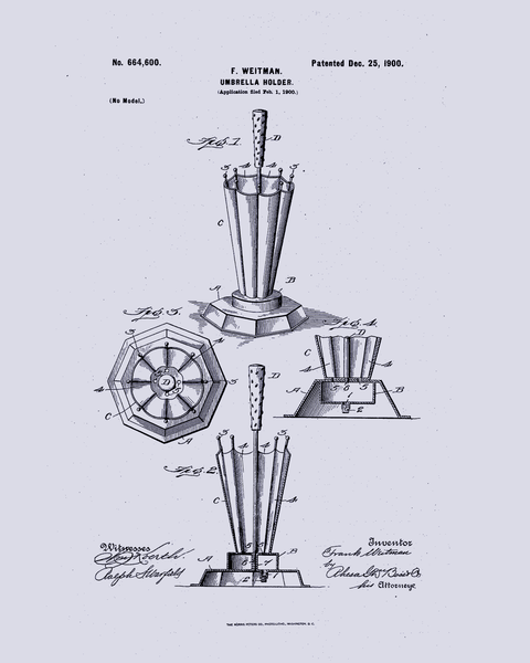 1900 Umbrella Stand Patent Drawing