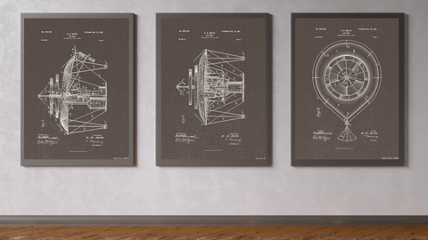 1901 Set of Three Air Ship Patent Drawings