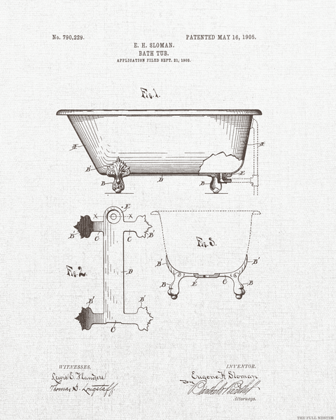 1905 Bathtub Patent Drawing