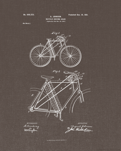 1901 Bicycle Hand Pedal Patent Drawing
