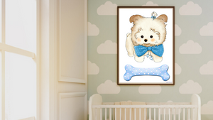 Blue Bow Tie Puppy Nursery Printable