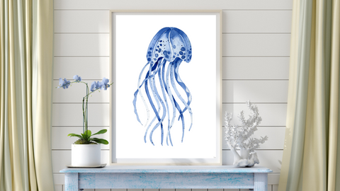 Blue Jellyfish Wall Art