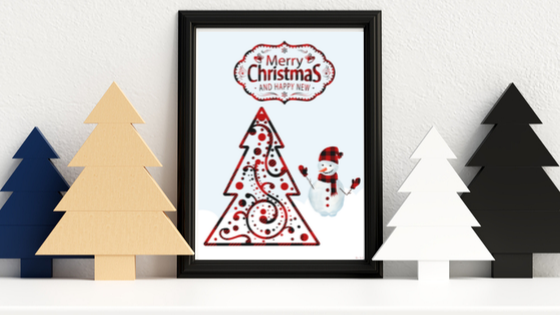 Buffalo Plaid Christmas Scene printable