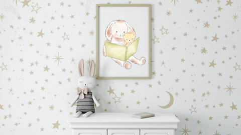 Bunny and Bear Reading Nursery Printable