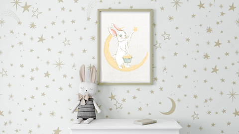 Bunny Collecting Stars Nursery Printable