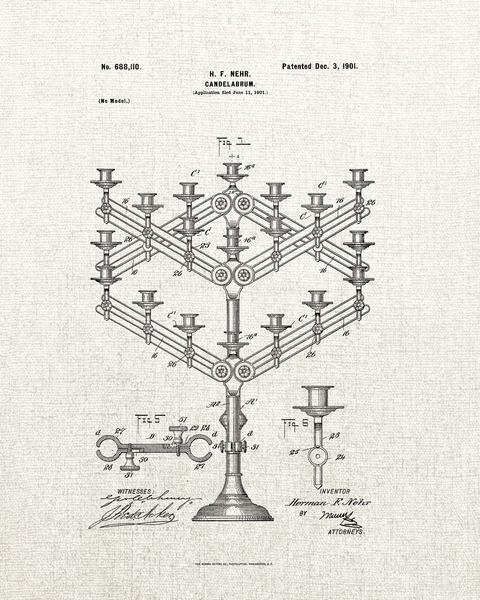 1901 Candelabrum Patent Drawing