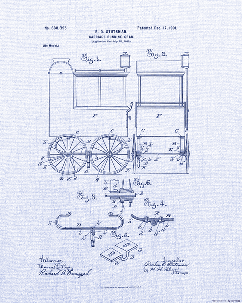 1901 Carriage Running Gear Patent Drawing