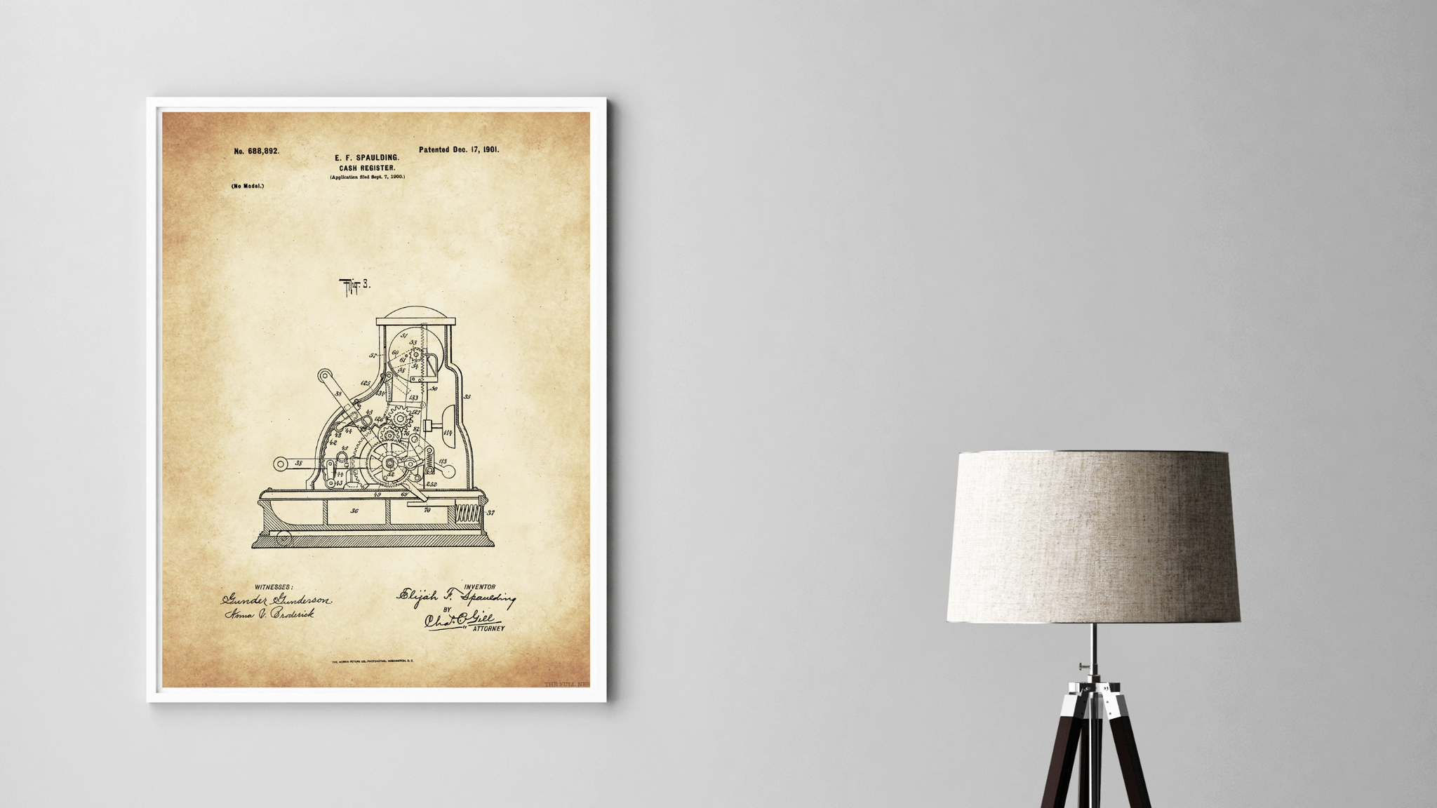 1901 Cash Register Patent Drawing