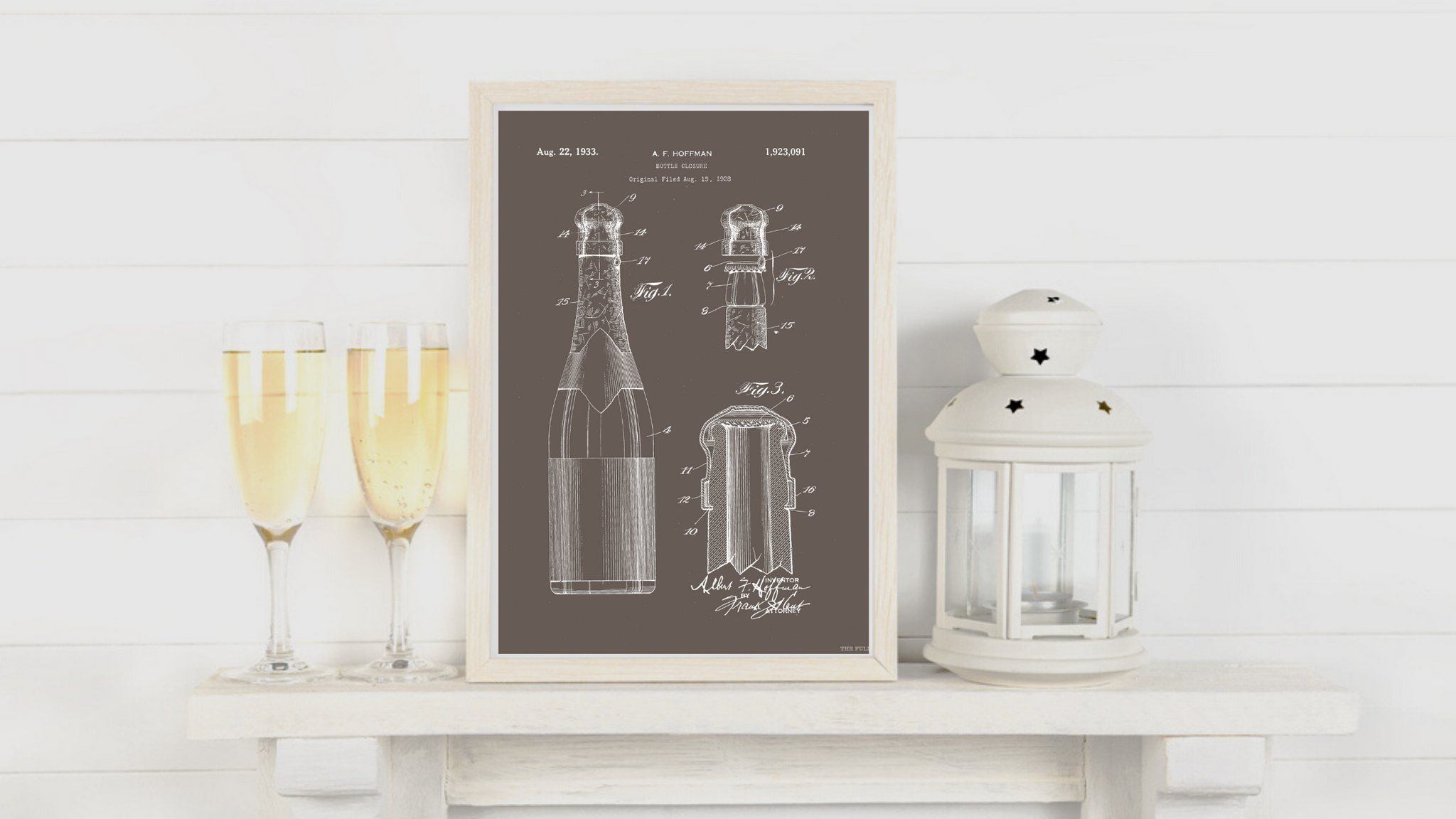 1933 Champagne Bottle Closure Patent Drawing