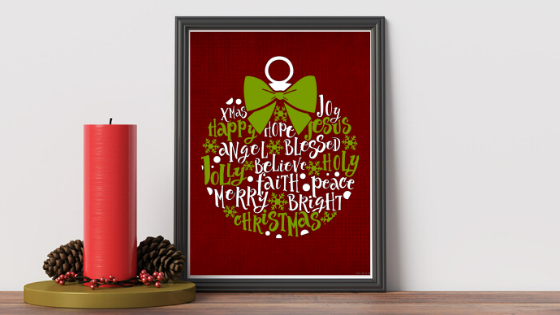 Christmas Words Ornament printable